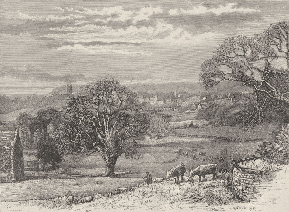 YORKS. Richmond, from Easby 1898 old antique vintage print picture